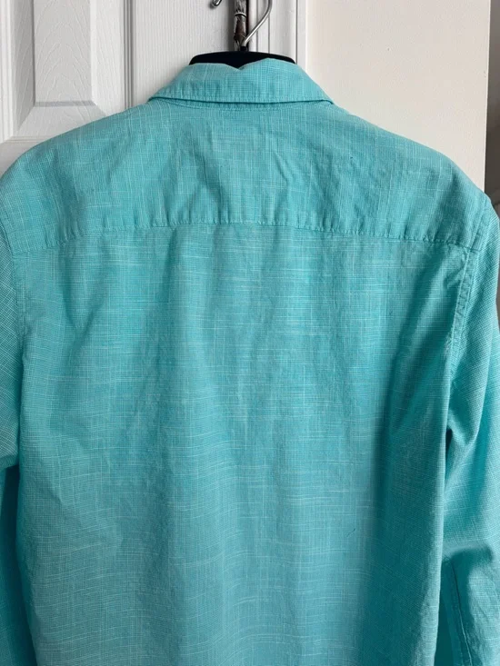 Apt. 9 Men’s Medium Aqua Turquoise Cotton Long Sleeve Button Down Shirt EUC - Picture 10 of 10